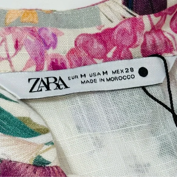 ZARA mini dress BELTED FLORAL button up dress or tunic top simply CHIC BOHO M - Picture 12 of 15